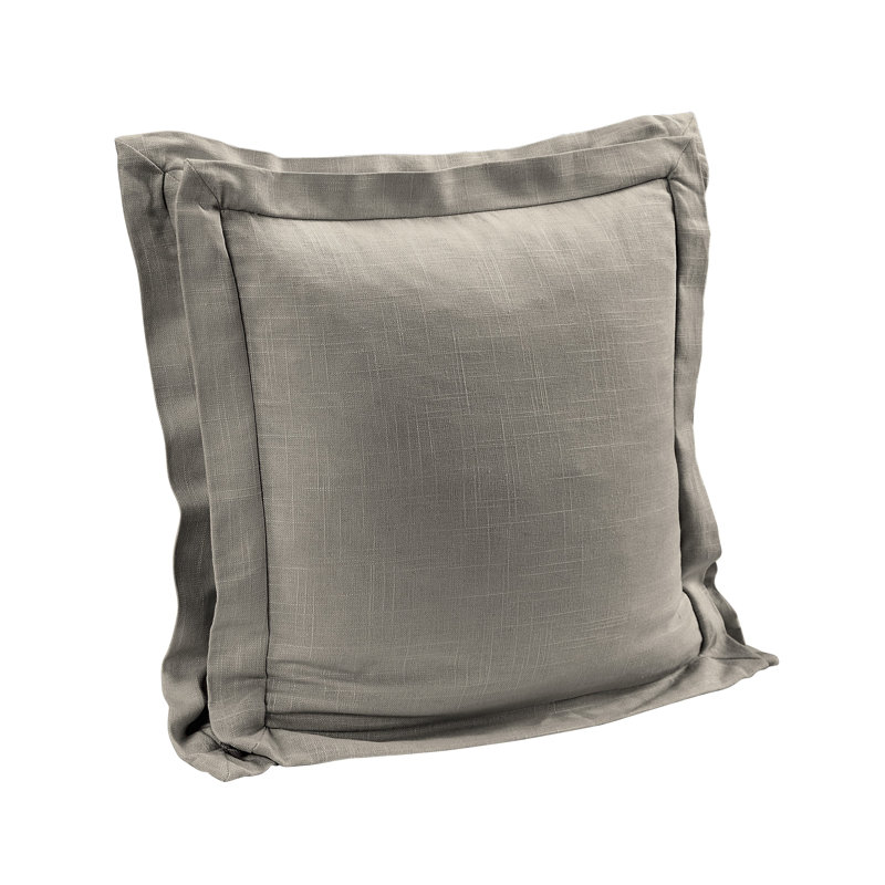 Luna Washed Linen Romantic Shabby Elegance Farmhouse 20x20 inch Double Flanged Throw Pillow, Taupe
