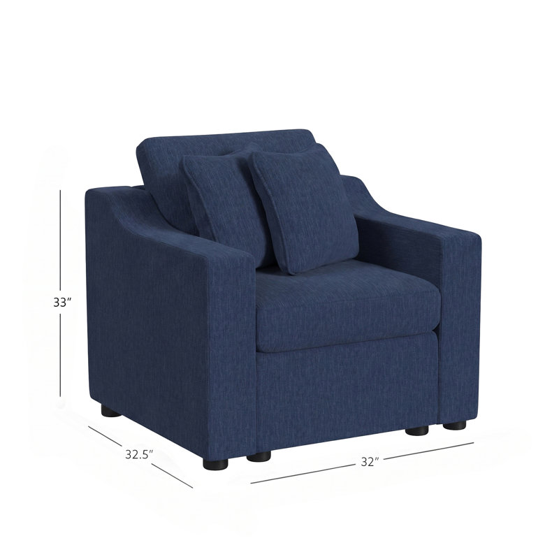 Lockheart 32" Accent Chair Slope Arm Blue, Blue