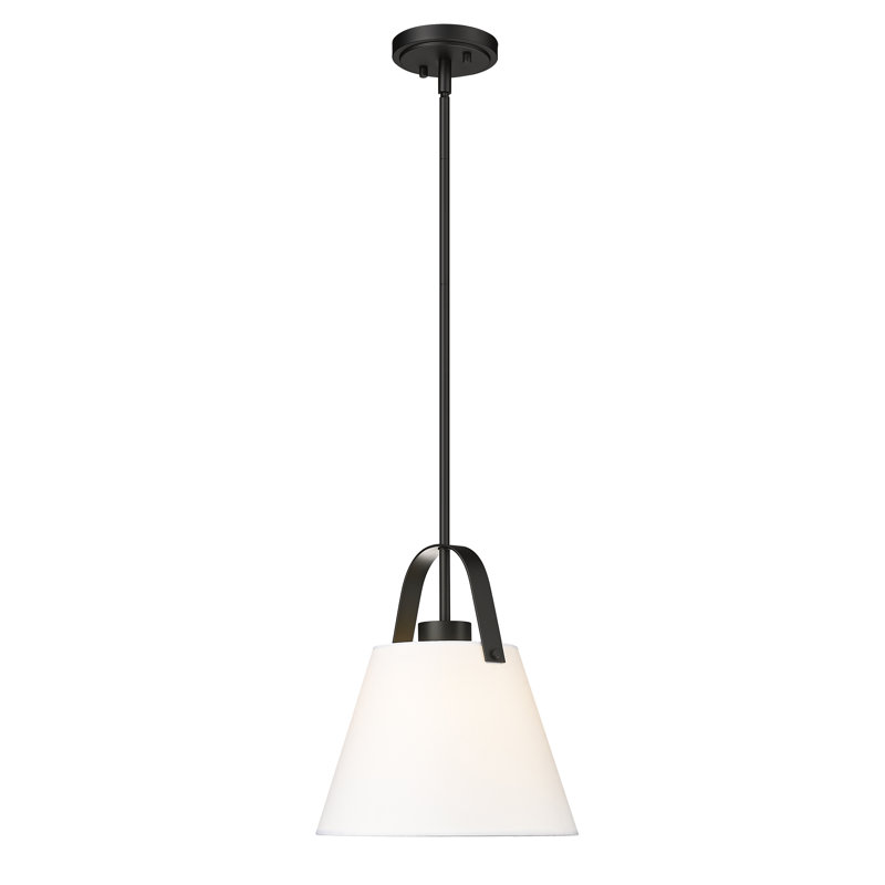 1 - Light Shaded Pendant, 83" H x 12.5" W x 12.5" D, Matte Black