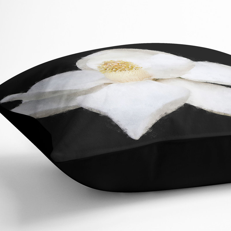 Floral Square Throw Cushion, 40cm H x 40cm W x 15cm D, Black