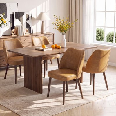 Upholstered Solid Wood Small Dining Chairs - Ergonomic Curve & Plush Padding for Multiple Spaces