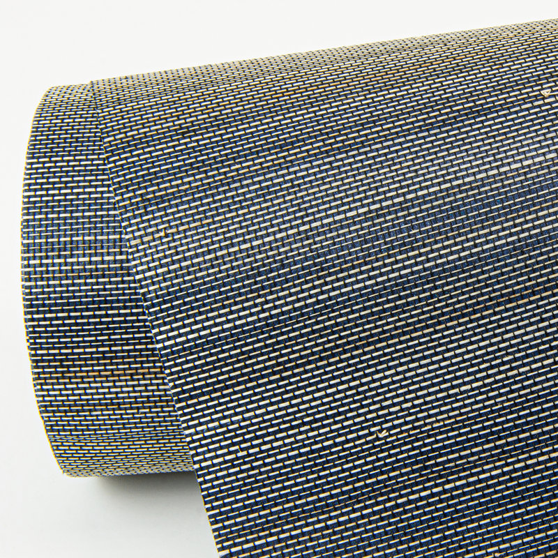 Loom Striped Grass Cloth Wallpaper Roll, Indigo