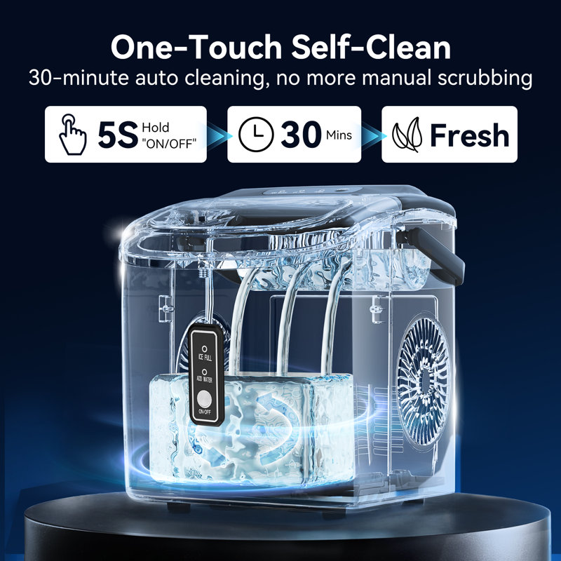 Simzlife 26Lbs. Daily Bullet Ice Countertop Ice Maker Ice Machine With Handle,Self-Cleaning Ice Makers, 26Lbs/24H, 9 Ice Cubes Ready In 6 Mins For Home/Kitchen/Bar/RV/Party/Camping