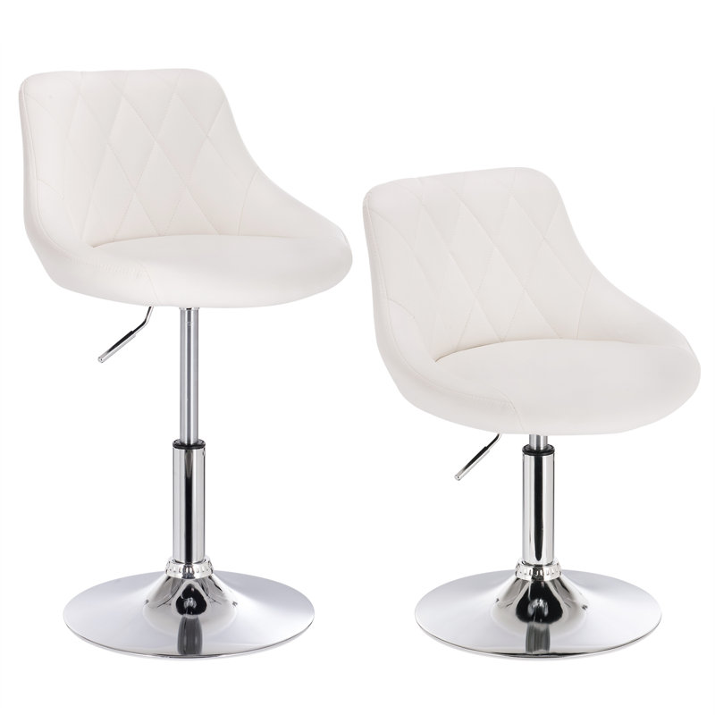 Dequesha Swivel Upholstered Adjustable Height Counter Stool, White