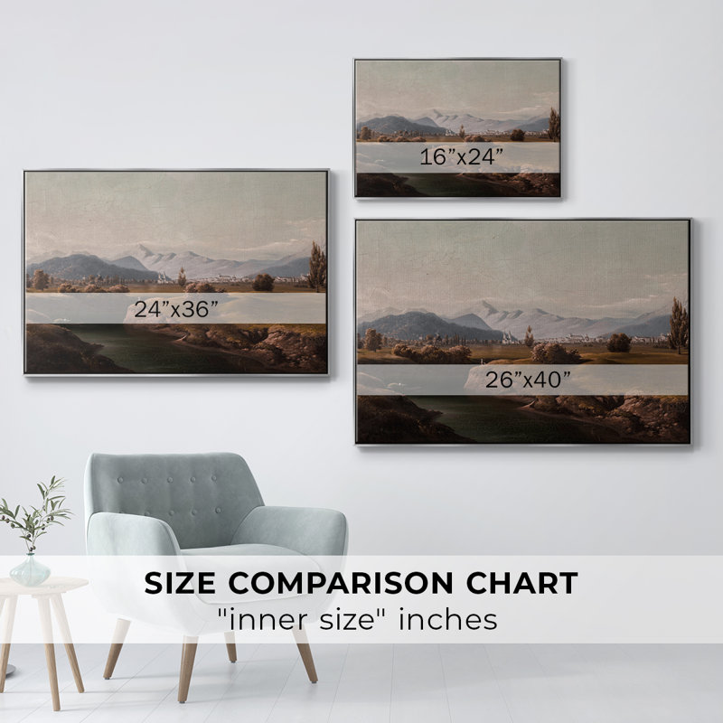 «Vintage Landscape - CMLXI» sur toile, Toile argentée avec cadre flottant, H 17 po x l 25 po x P 2 po