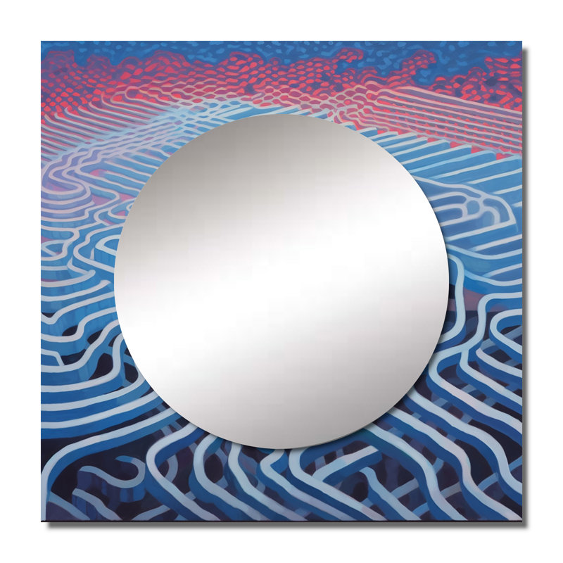 Errant à travers le labyrinthe bleu de l'esprit - miroir carré abstrait pour décoration murale, 36 po x 36 po