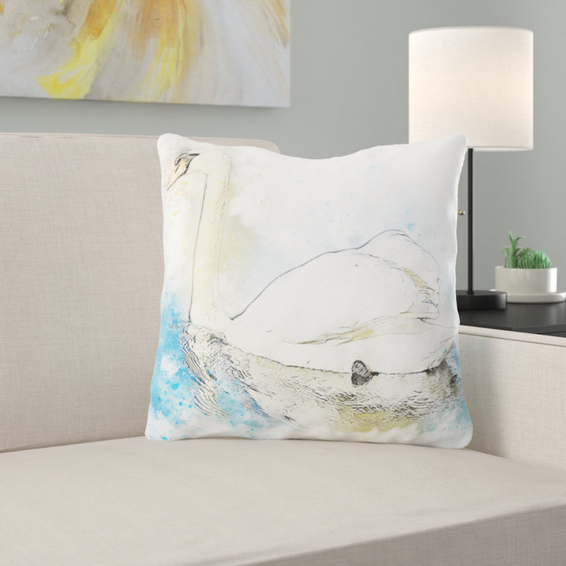 Housse de coussin d'extérieur carré Fenoglio Swan, Synthétique, Intérieur
