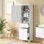 Grande armoire de rangement autoportante pour salle de bain - Deux tiroirs de différentes tailles et tablette réglable, panneau de fibres à densité moyenne peint-37897710