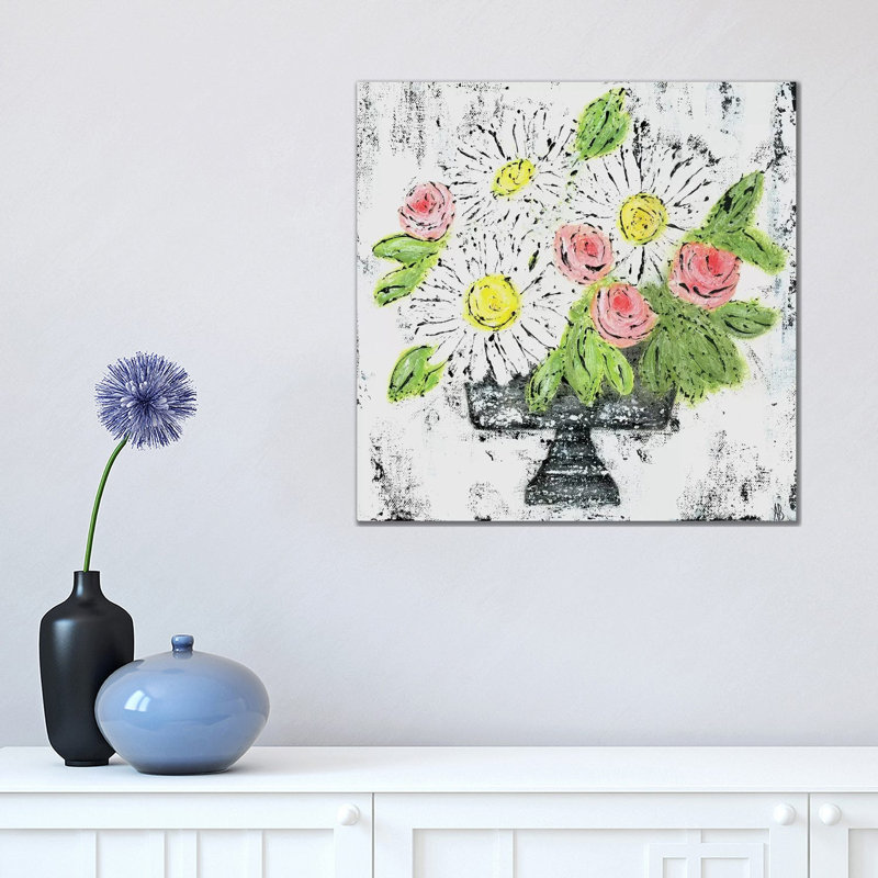 Daisy Floral by Ashley Bradley - Print on Canvas, 45.72 cm H x 45.72 cm W x 1.91 cm D, Wrapped Canvas