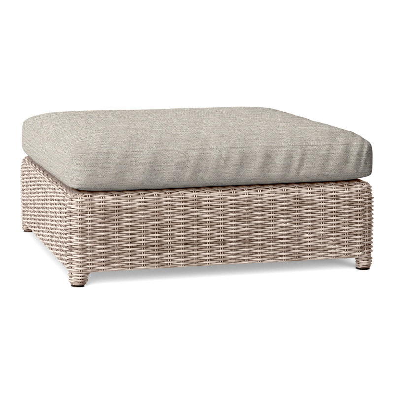 Sag Harbor Rectangle Outdoor Sunbrella® Ottoman Patio Ottoman, Fog Rain, Sag Harbor Oyster