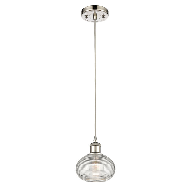 Luminaire suspendu à cordon 1 lumière Ballston Nadell, Nickel poli