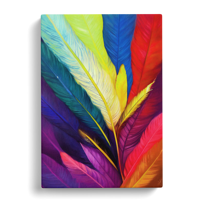 Vibrant Feathers No.1 - Wrapped Canvas, 50cm H x 35cm W x 3cm D
