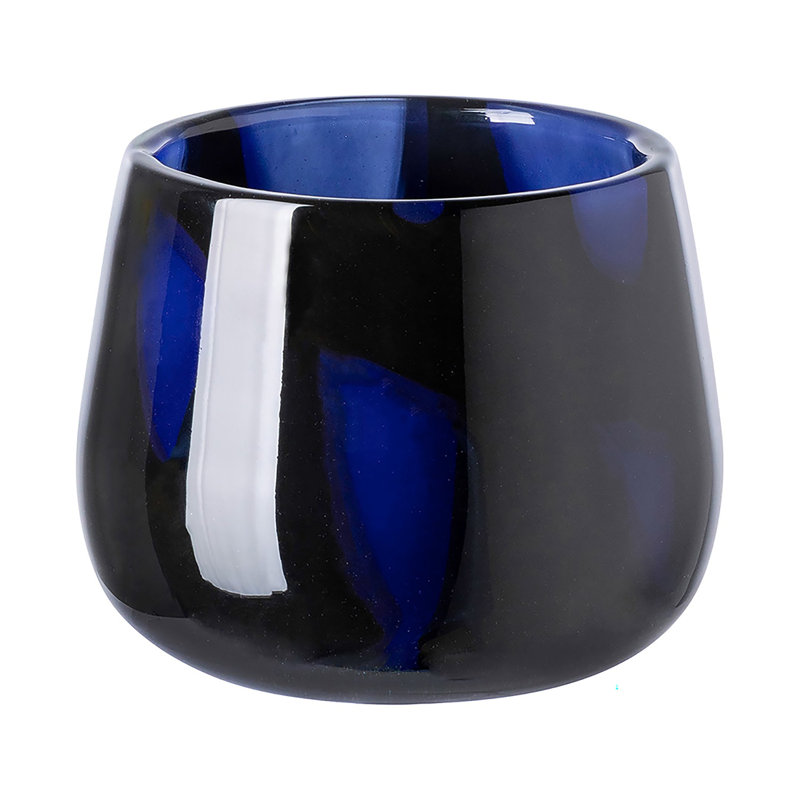 Vase en verre bleu Marly, H 4,33 po x l 5,51 po x P 5,51 po