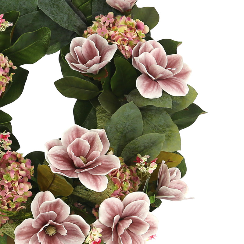 Couronne de magnolia 26 po avec hortensia