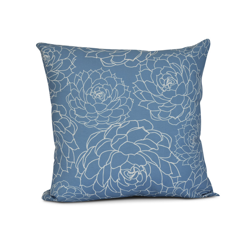 Housse et insert de coussin floral imprimé floral, H 16 po x l 16 po x P 6 po, Bleu