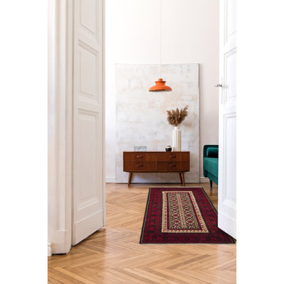 Teimani Beige, Red Rug 3'5" x 6'8"