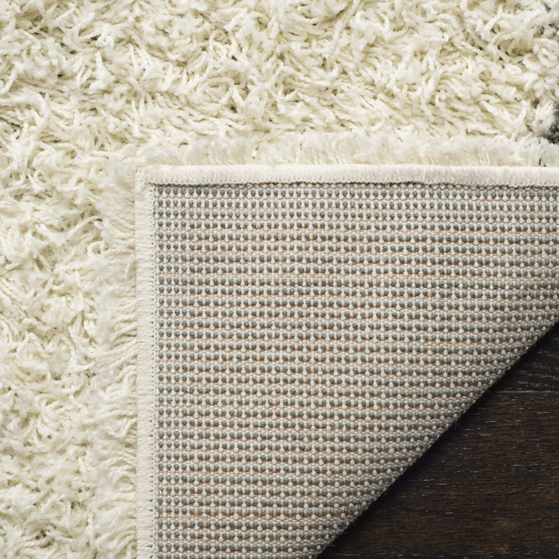 Tapis en polypropylène ivoire / gris foncé Alonnah, Carré 8 pi