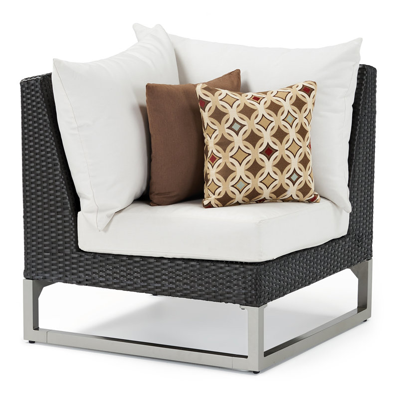 6 Piece Outdoor Sectioanl Seating Group, Centered Ink Stripe Sunbrella®, Brown