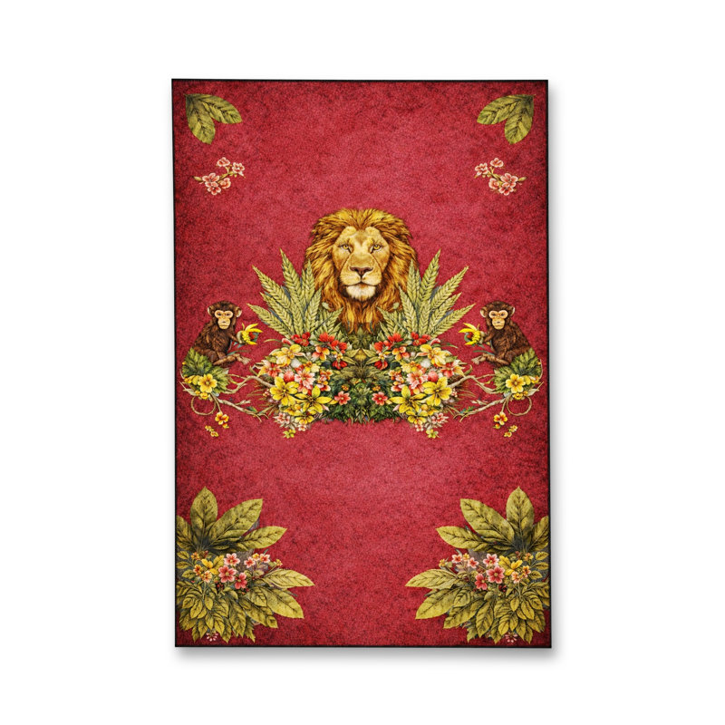 Tapis vert tissé à motif floral lavable Mosso, 2'6" x 4'11"