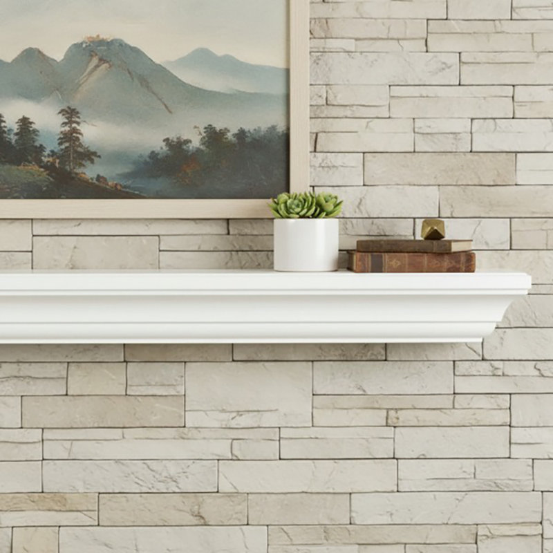 Tablette de cheminée flottante en bois Colton 60 po - Fabriquée en bois de pin - Design traditionnel, Blanc, 60 po