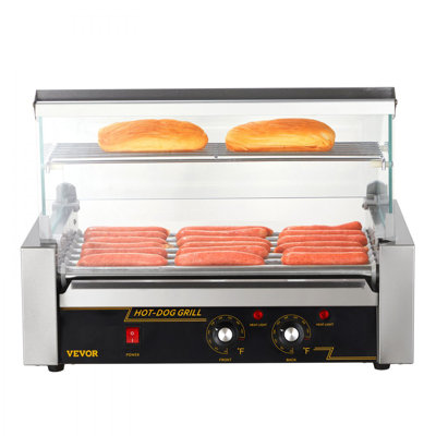 Hot Dog Roller 7 Rollers 18 Hot Dogs Capacity 1050W Stainless Sausage Grill Cooker
