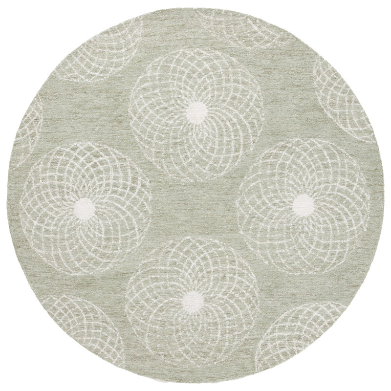 Ebony Hand Tufted Performance Geometric Rug, Round 6'