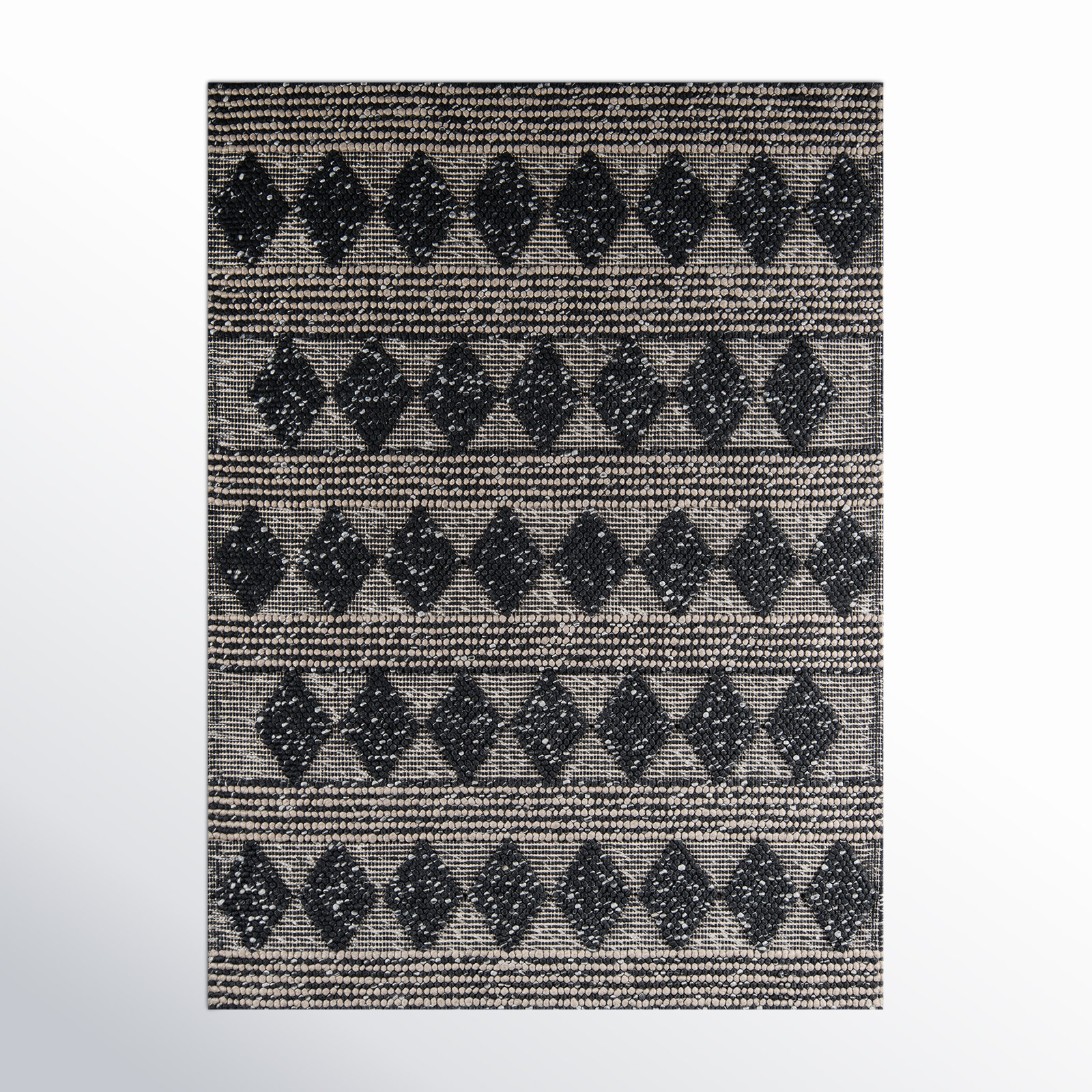 Altie Charcoal Beige Hand-Woven Geometric Rug, Rectangle 3' x 5'