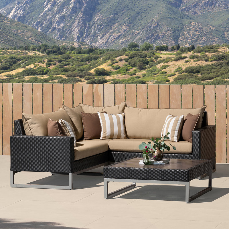Sameko Outdoor 4 - Piece Conversation Set, Brown, Canvas Spa Sunbrella® Canvas