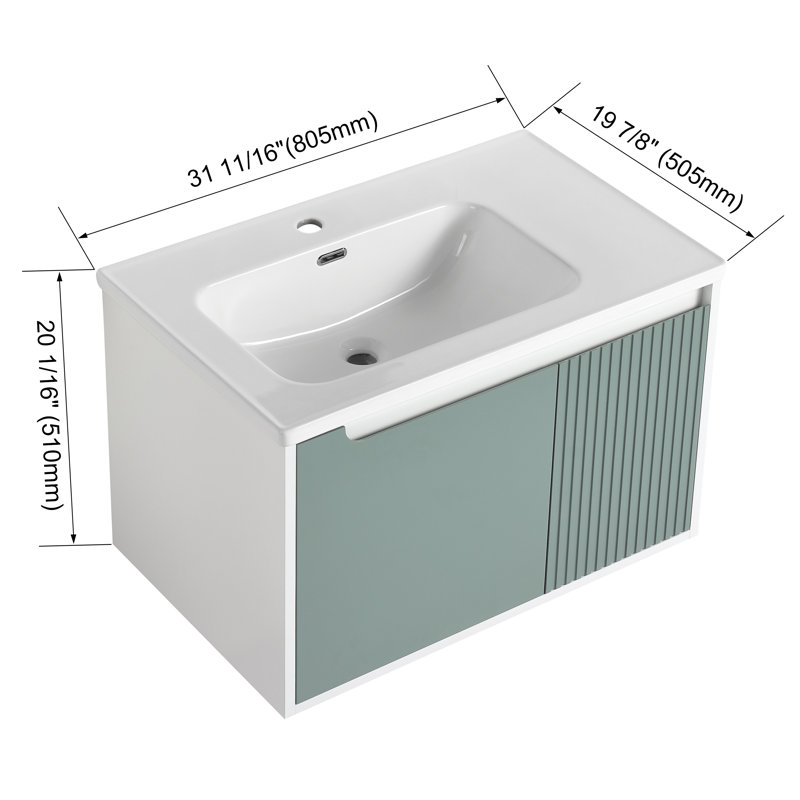 32'' Single Bathroom Vanity With Ceramic Top