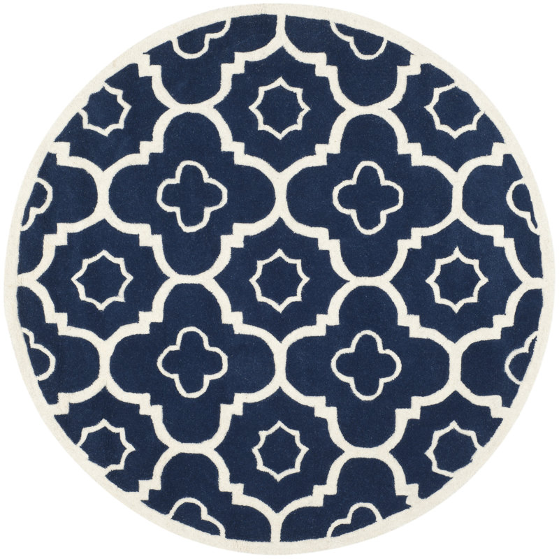 Carolene Hand Tufted Wool Geometric Rug, Round 7'