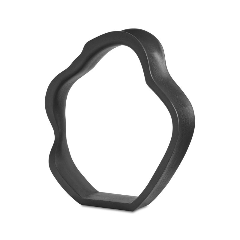 Sculpture de table en fer noir avec lignes courbes