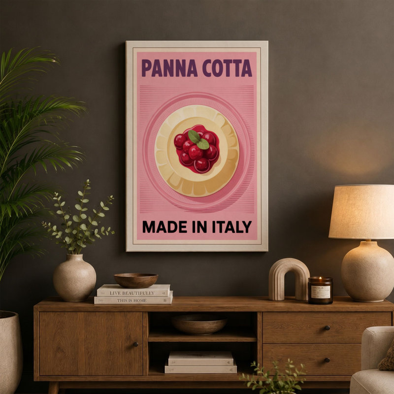Panna Cotta Made in Italy Minimalist - Wrapped Canvas, 24x16 - 61.0 x 40.6 cm, Ochre Border
