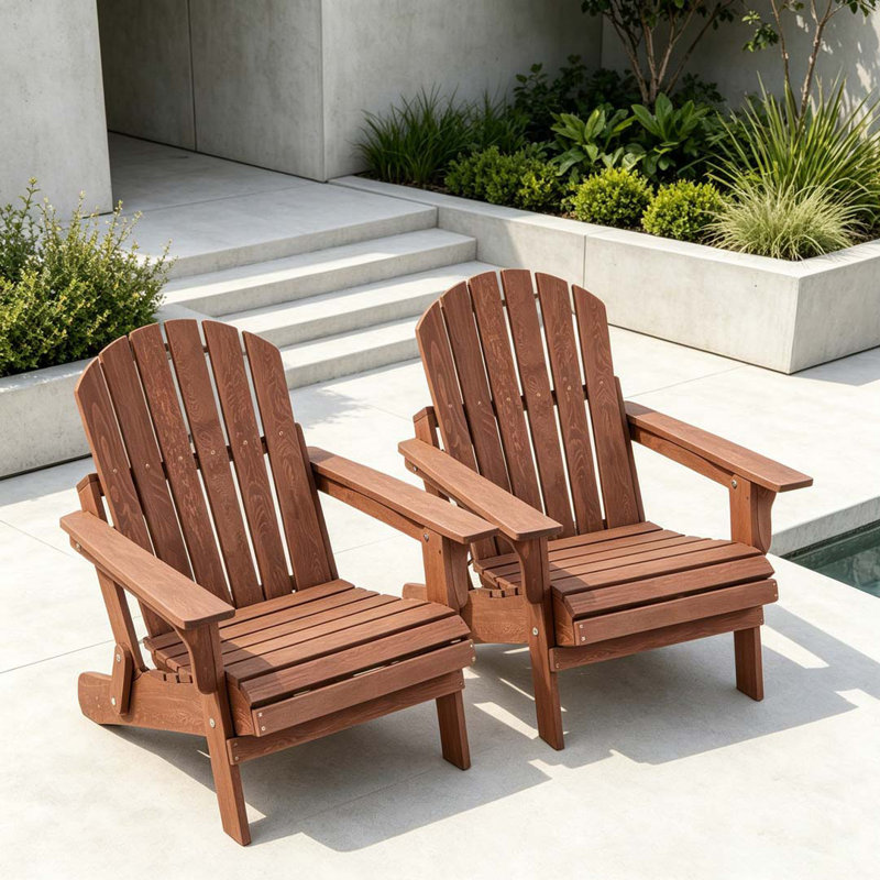 Chaise Adirondack pliante en bois surdimensionnée avec dossier et siège pré-assemblés, chaise de patio en bois pour patio