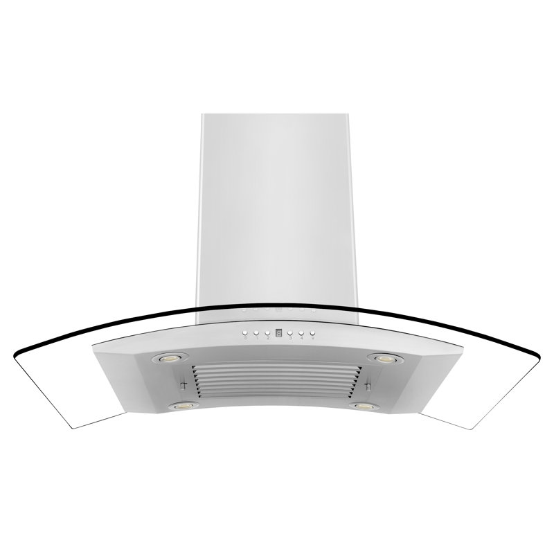 36" Stainless Steel Convertible Island Range Hood with Glass Canopy