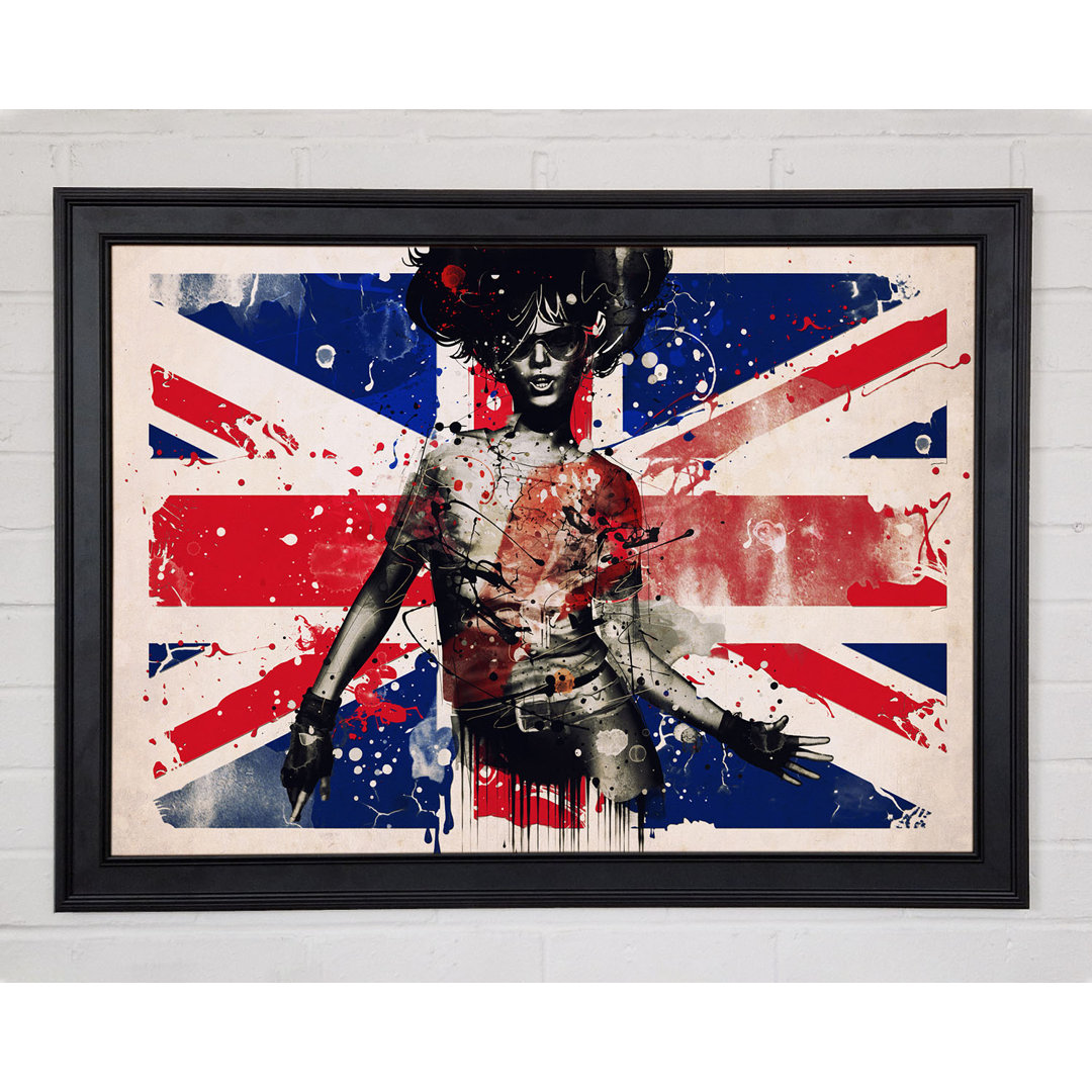 Union Jack Woman Gerahmter Druck