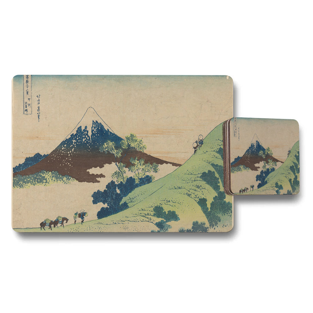 Fuji Mountain Landscape Placemats And Coasters Set Ukiyoe Artwork