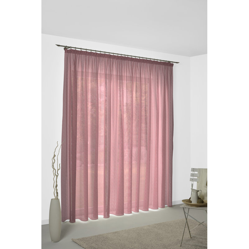 Sunday 82% Polyester And 18% Cotton Semi Sheer Curtain Single Panel, 142cm Width x 295cm Drop, Red