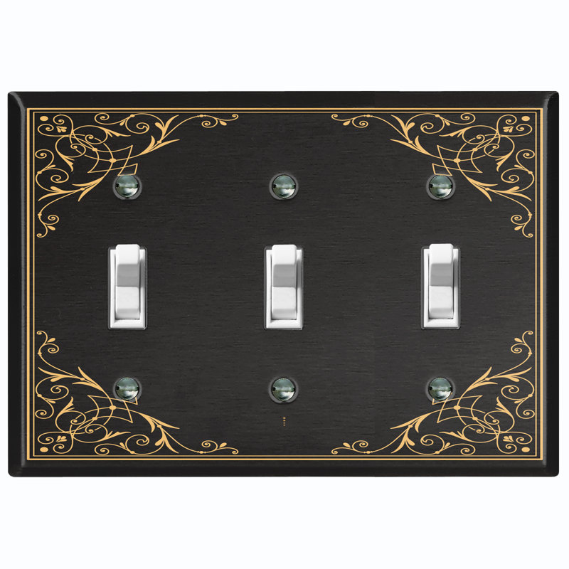 Patterned 3 - Gang Toggle Light Switch Standard Wall Plate