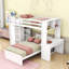 Lit superposé en bois avec bureau, tablettes et garde-robe-230391130-230391131