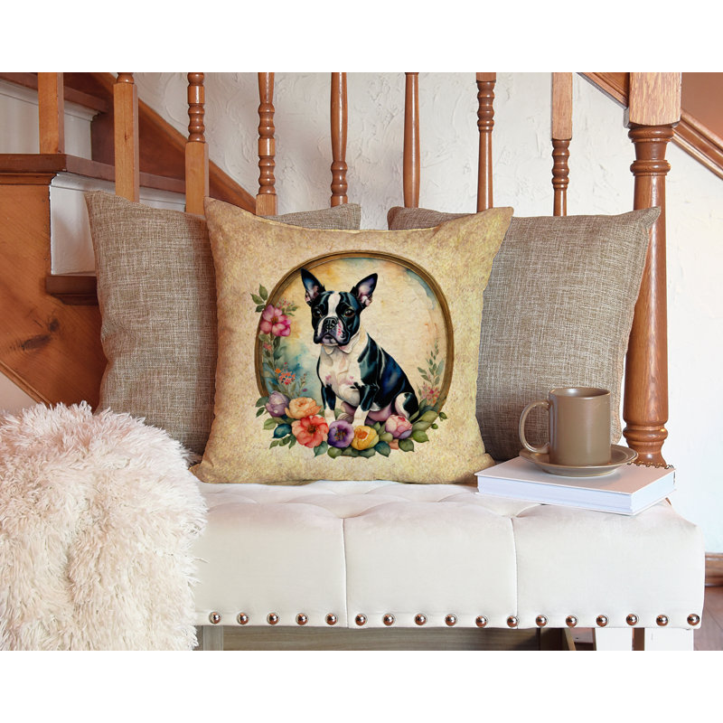  Coussin décoratif intérieur / extérieur en polyester, H 14 po x l 14 po x P 3 po
