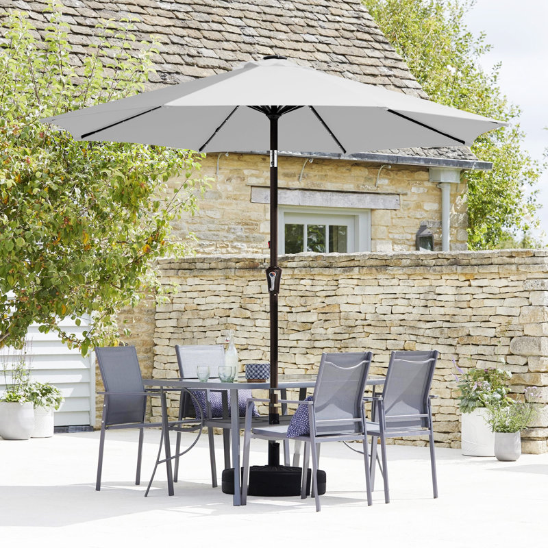 Parasol de marché avec manivelle Beka, H 94,5 po x l 120 po x P 120 po, Gris clair