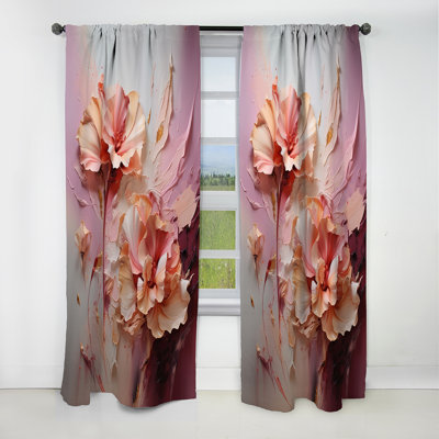 Tressie - Rideau orchidée - Rideau floral occultant en velours - 1 panneau