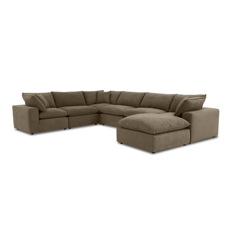 Hadleigh Chocolate Brown Performance Velvet Modular Large Chaise Sectional
