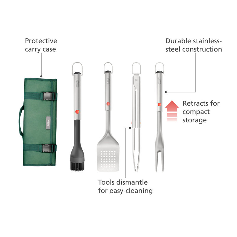 Joseph Joseph Grillout 4-Piece BBQ Tool Set With Storage Case