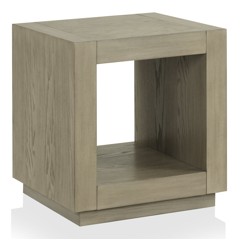 Ulyen Square Wooden End Table, Gray