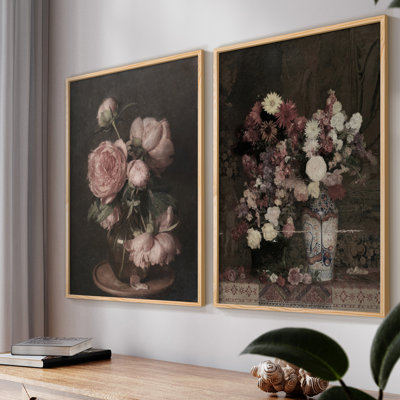 Vintage  Floral VIII  -Framed Giclee Print - Set of 2