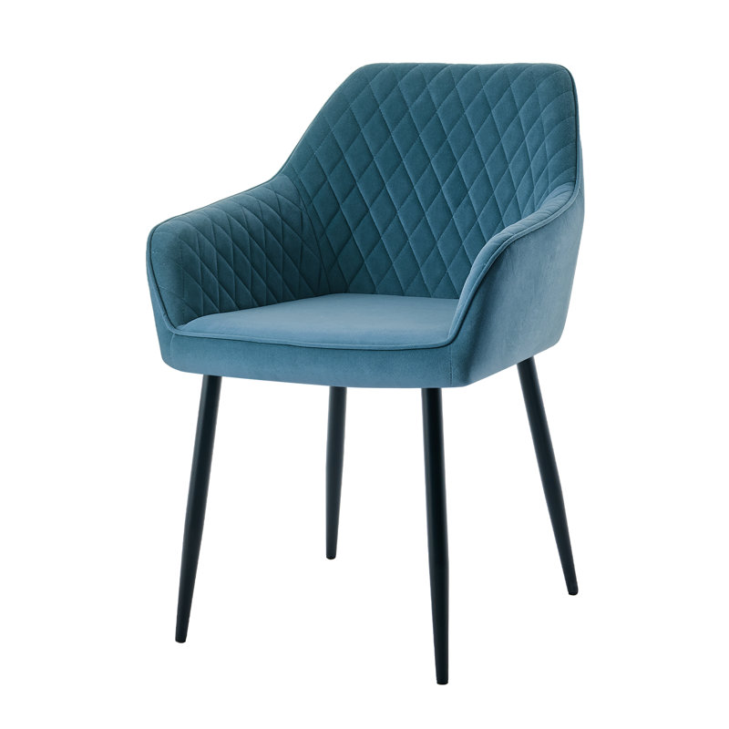 Modern 150Cm Effect Dining Table With 6 Luxury Velvet Chair With Arm, Teal