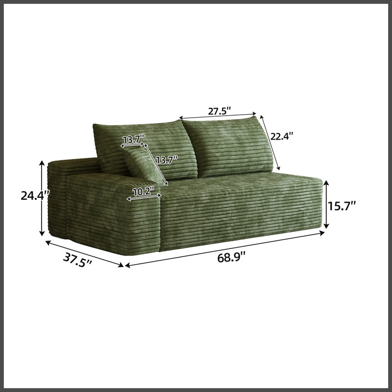 Y165-3L-GREEN 3 places gauche vert, Left Hand Facing, Green