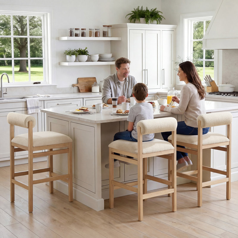 Tabouret de comptoir Albia Modern Farmhouse, Beige