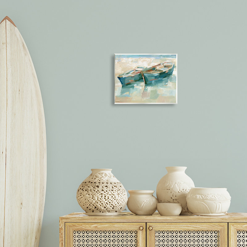 «Boat Duo on Shore», art mural sur bois par Ethan Harper